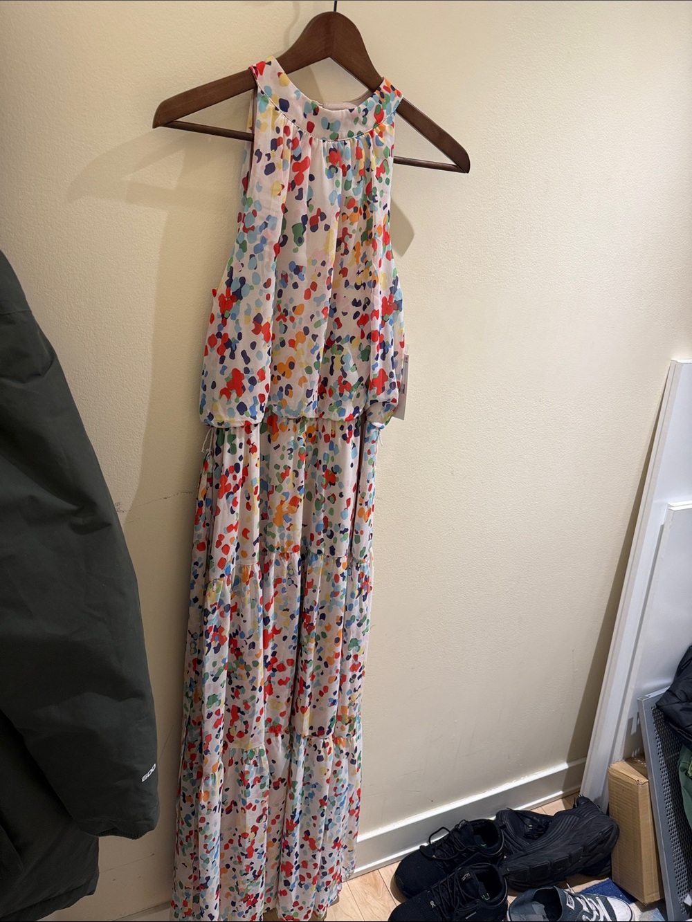 julia jordan White Maxi Dress with Multicolor Confetti Print